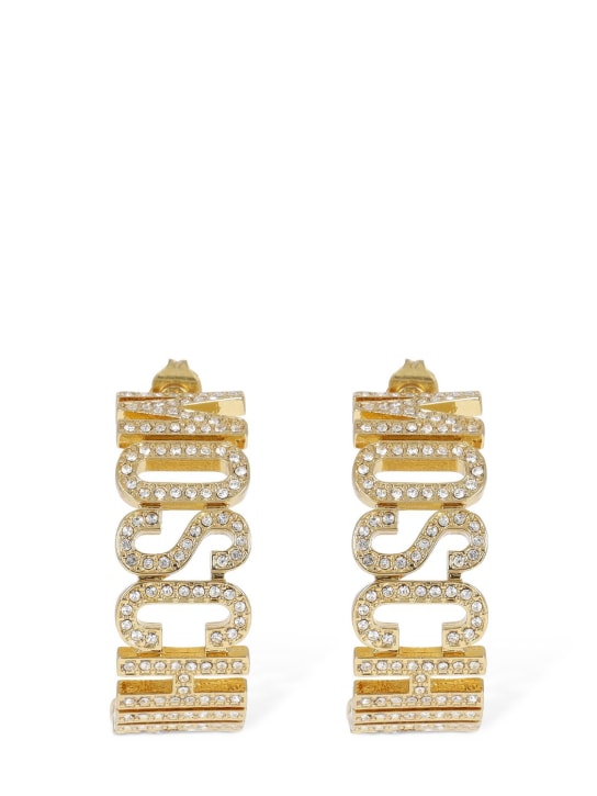 Moschino: Moschino crystal hoop earrings - Gold/Crystal - women_0 | Luisa Via Roma