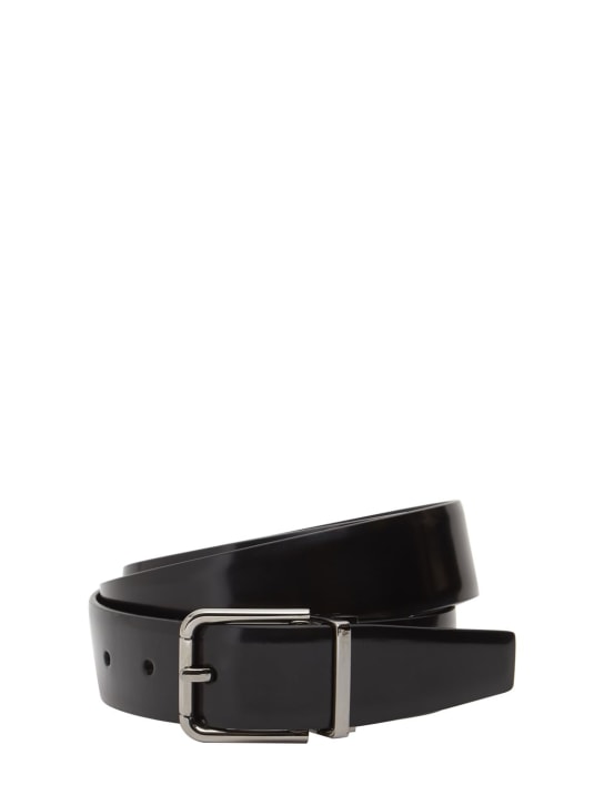Dolce&Gabbana: Cintura in pelle spazzolata 35mm - Nero - men_0 | Luisa Via Roma
