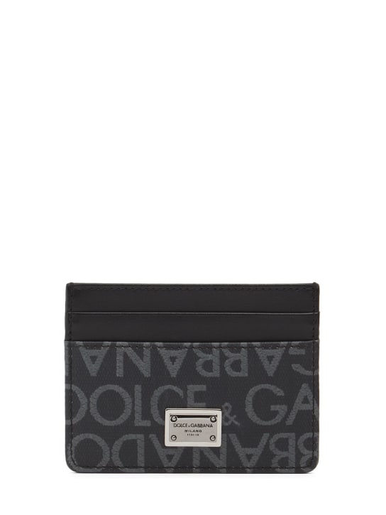 Dolce&Gabbana: Logo jacquard card holder - men_0 | Luisa Via Roma