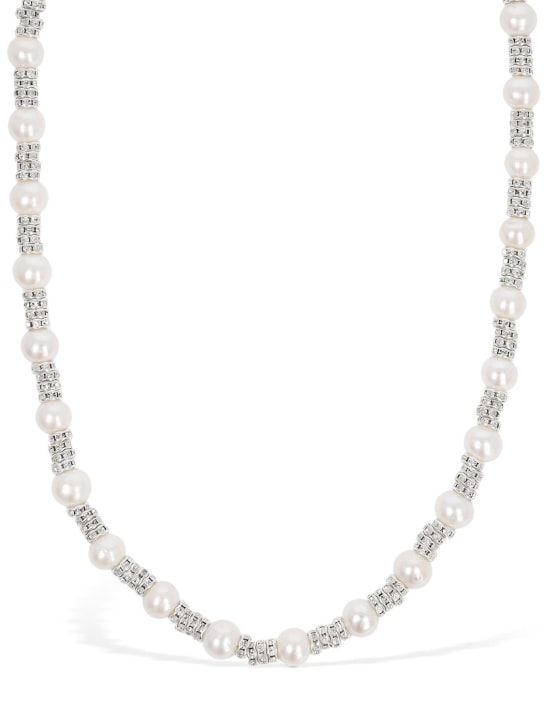 Magda Butrym: Double wrap faux pearl necklace - Pearl/Crystal - women_0 | Luisa Via Roma