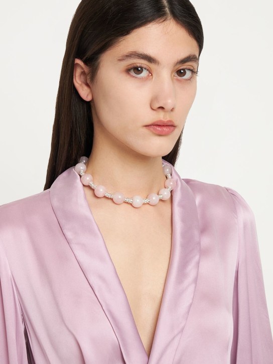 Magda Butrym: Rose quartz collar necklace - Powder Pink - women_1 | Luisa Via Roma