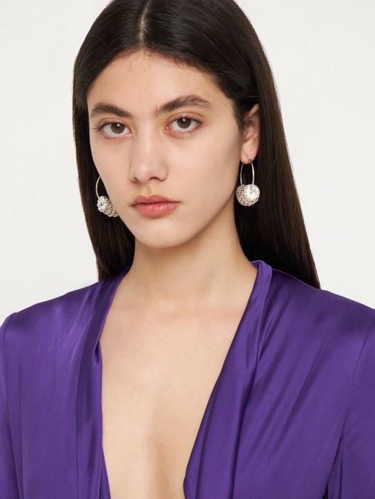 Magda Butrym: Crystal hoop earrings - Silver - women_1 | Luisa Via Roma