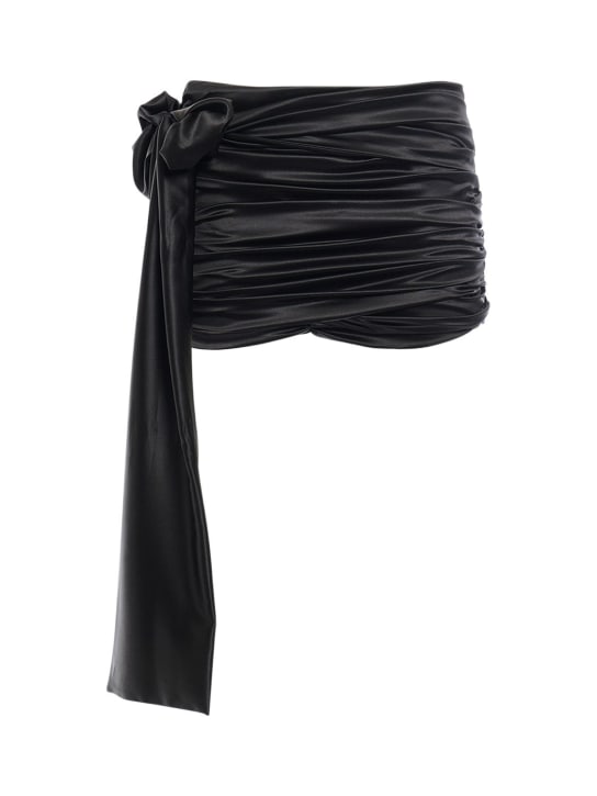 Dolce&Gabbana: Stretch silk satin ruched mini skirt - Schwarz - women_0 | Luisa Via Roma