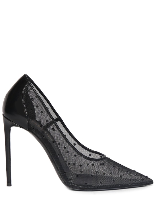 Saint Laurent: 105毫米Anja装饰高跟鞋 - 黑色 - women_0 | Luisa Via Roma