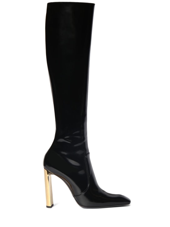 Saint Laurent: 105mm Auteuil leather boots - Black - women_0 | Luisa Via Roma