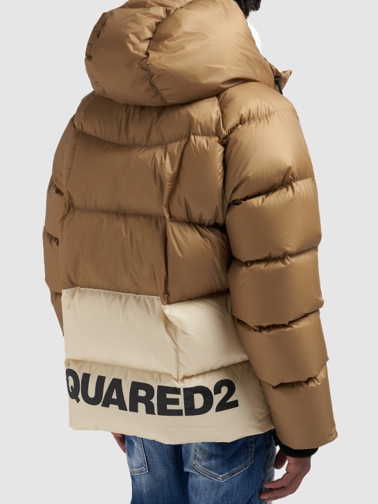 Dsquared2: 샤인 립스탑 다운 재킷 - Walnut - men_1 | Luisa Via Roma