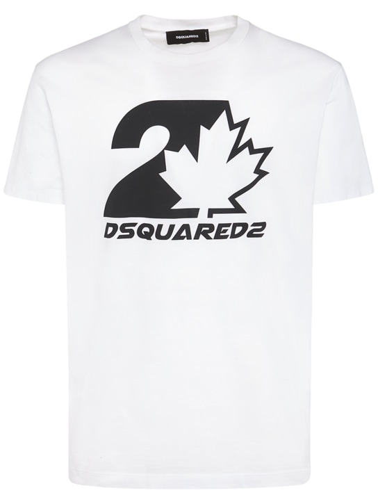 Dsquared2: T-shirt en jersey de coton imprimé - men_0 | Luisa Via Roma