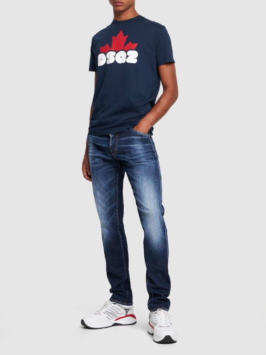Dsquared2: T-shirt en jersey de coton imprimé logo - men_1 | Luisa Via Roma
