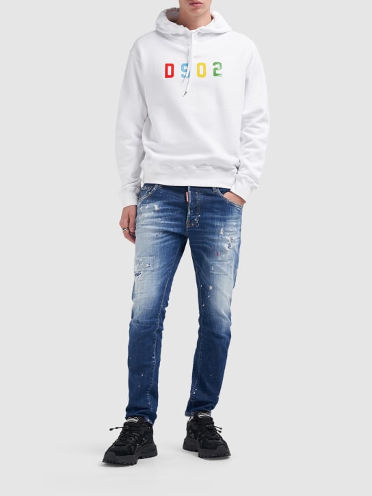 Dsquared2: Logo cotton jersey hoodie - White - men_1 | Luisa Via Roma