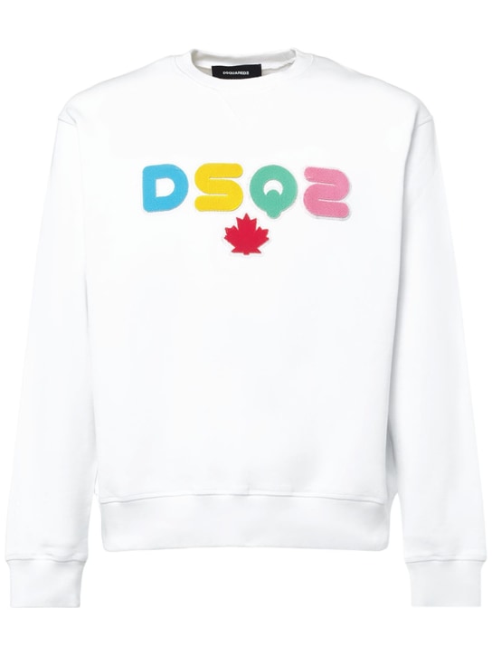 Dsquared2: Logo cotton jersey sweatshirt - White - men_0 | Luisa Via Roma