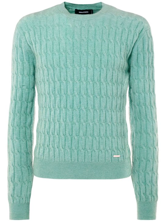 Dsquared2: Cable knit mohair blend sweater - men_0 | Luisa Via Roma