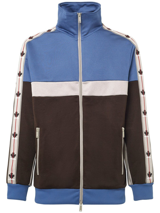 Dsquared2: Cotton blend zip track jacket - men_0 | Luisa Via Roma