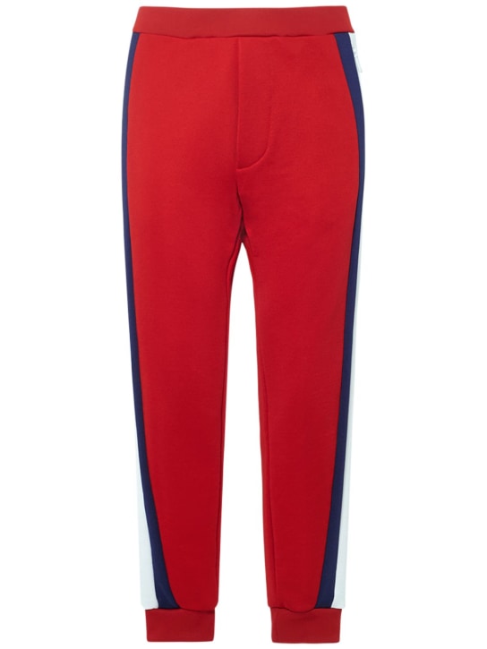 Dsquared2: Cotton blend track pants - Red/White/Navy - men_0 | Luisa Via Roma