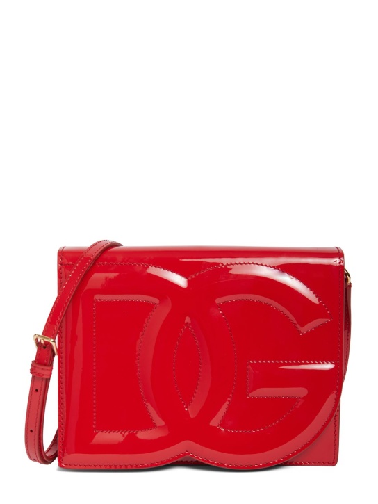 Dolce&Gabbana: Flap Logo patent leather bag - Rosso - women_0 | Luisa Via Roma