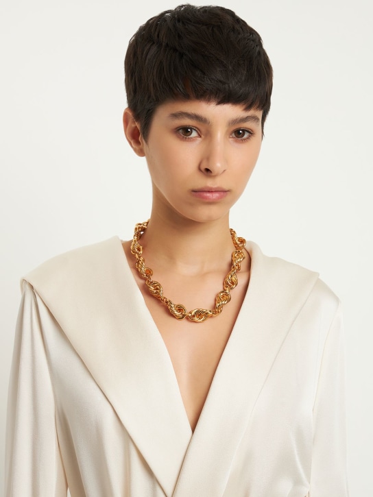 Jil Sander: Wrinkled chain necklace - Gold - women_1 | Luisa Via Roma