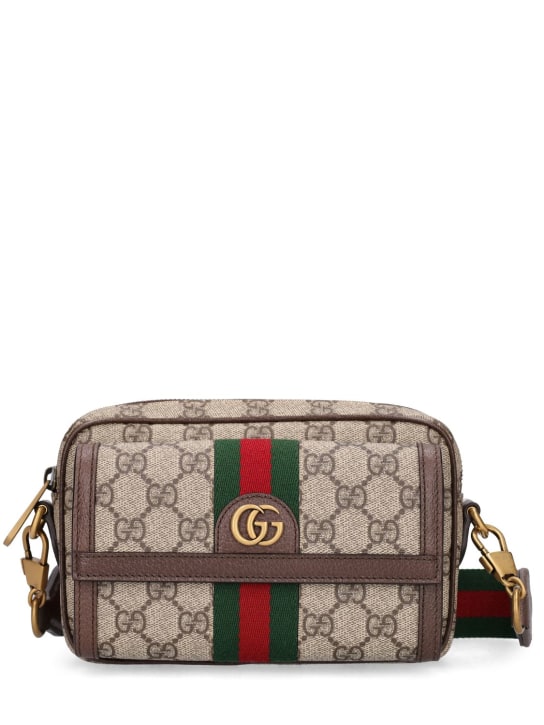 Gucci: Mini Tasche aus GG-Supreme-Stoff "Ophidia" - Beige/Ebony - men_0 | Luisa Via Roma