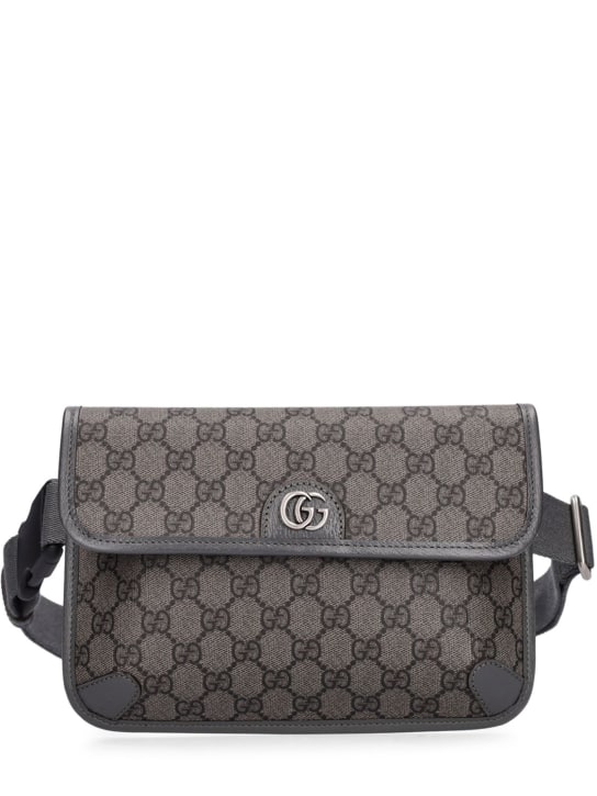 Gucci: GG supreme belt bag - Grey/Black - men_0 | Luisa Via Roma