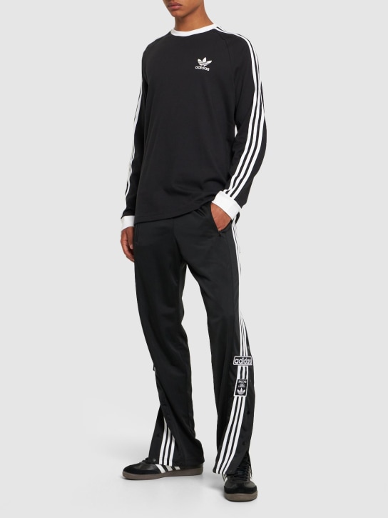 adidas Originals: 3-Stripes cotton long sleeve t-shirt - Black - men_1 | Luisa Via Roma