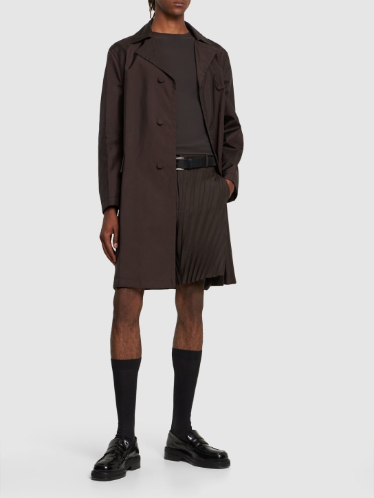 Valentino: Textured nylon long coat - Brown - men_1 | Luisa Via Roma