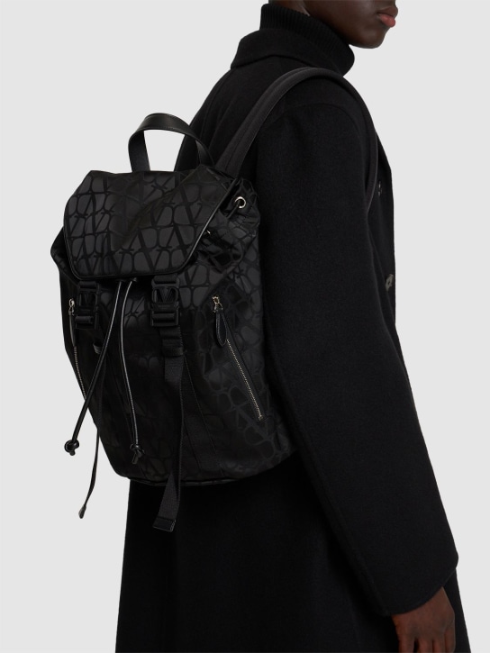 Valentino Garavani: Toile Iconographe cotton blend backpack - Black - men_1 | Luisa Via Roma