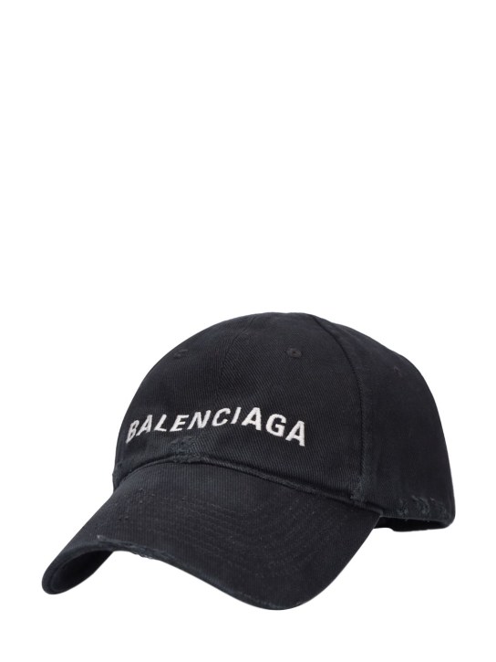 Balenciaga: 로고 코튼 모자 - 블랙 - men_1 | Luisa Via Roma