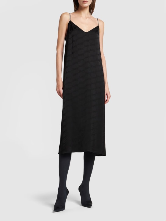 Balenciaga: BB monogram rayon pajama dress - Black - women_1 | Luisa Via Roma