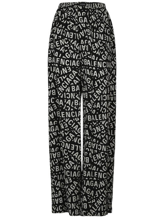 Balenciaga: Cupro & viscose pajama pants - Black/White - women_0 | Luisa Via Roma
