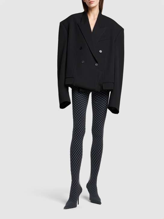 Balenciaga: Veste portefeuille en laine - Noir - women_1 | Luisa Via Roma