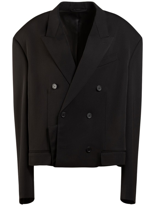 Balenciaga: Folded tailored wool jacket - Black - women_0 | Luisa Via Roma