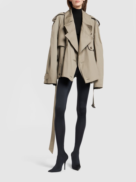 Balenciaga: Folded cotton trench coat - Sand Beige - women_1 | Luisa Via Roma