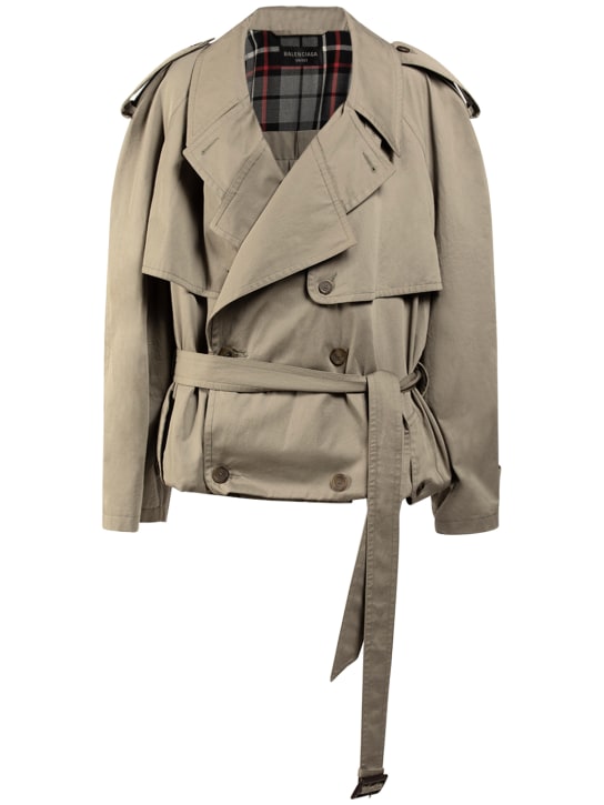 Balenciaga: Folded cotton trench coat - Sand Beige - men_0 | Luisa Via Roma