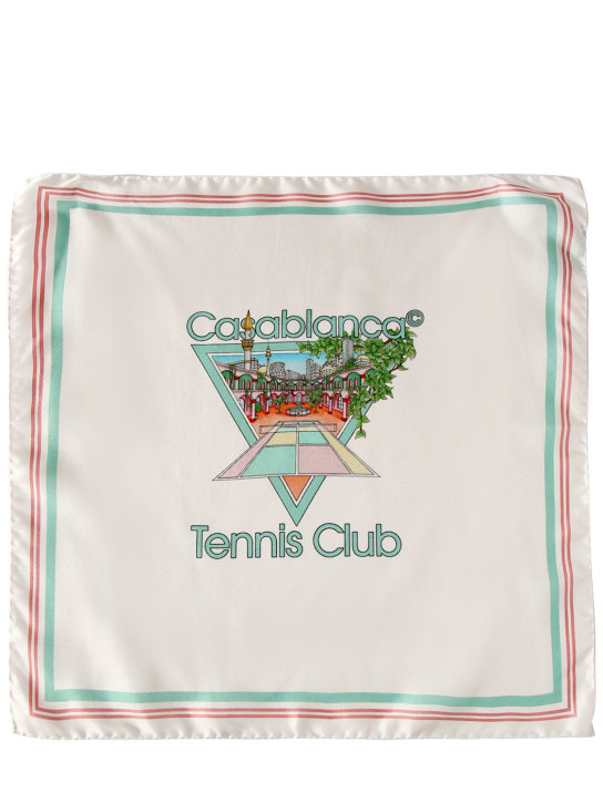 Casablanca: Foulard moyen en sergé de soie Tennis Club - Blanc - men_0 | Luisa Via Roma