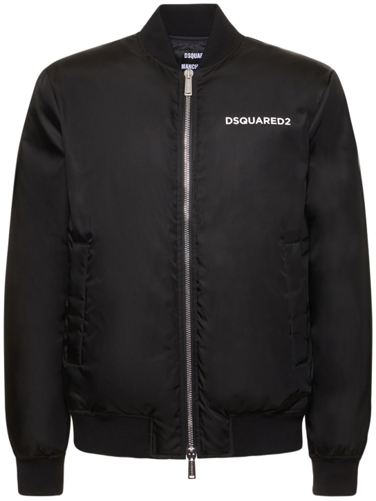 Dsquared2: Crest nylon bomber jacket - Black - men_0 | Luisa Via Roma