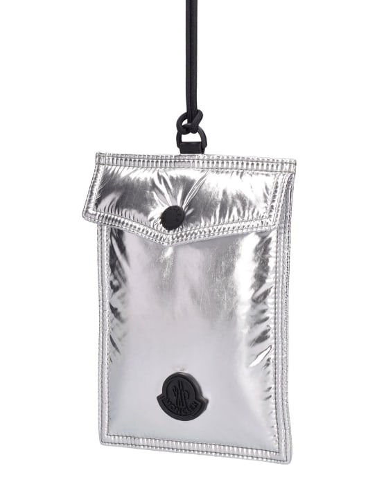 Moncler: Nylon pocket phone case - Silver - women_1 | Luisa Via Roma