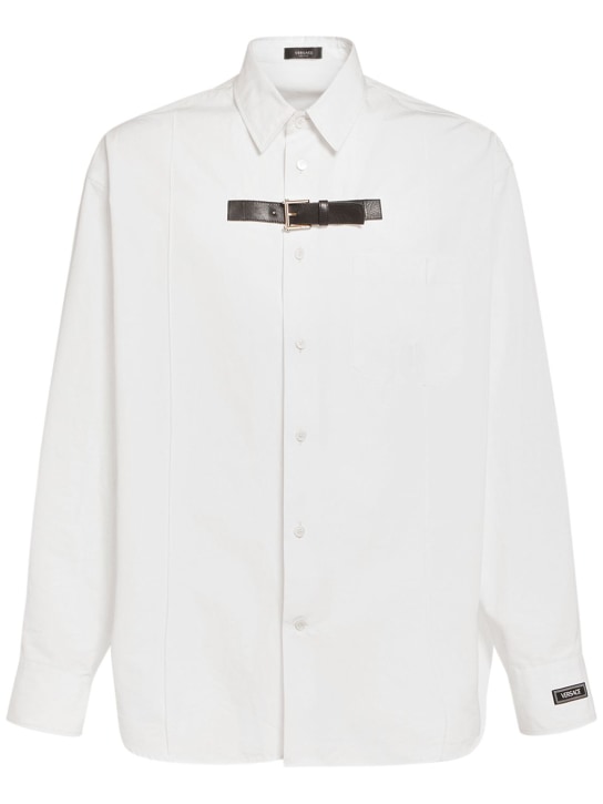 Versace: Camisa de popelina de algodón - Blanco - men_0 | Luisa Via Roma