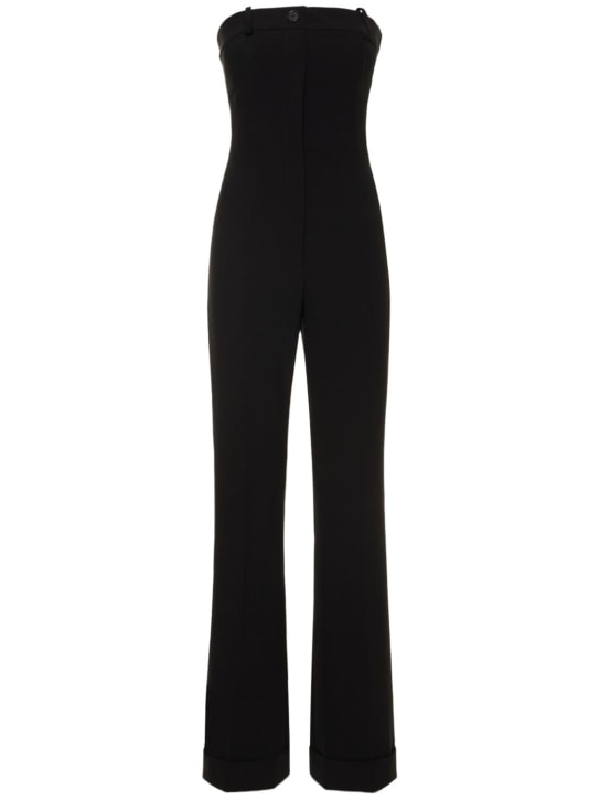 Moschino: Stretch crepe strapless corset jumpsuit - Black - women_0 | Luisa Via Roma