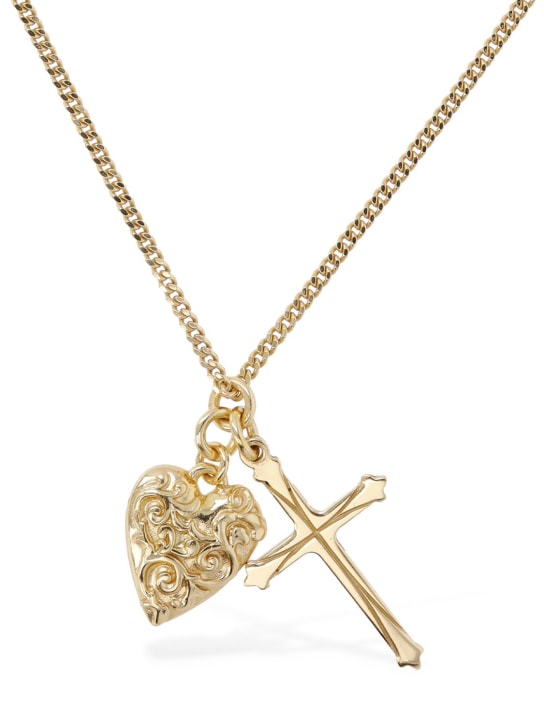 Emanuele Bicocchi: Cross & Arabesque Heart charm necklace - Gold - men_0 | Luisa Via Roma