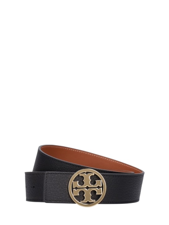 Tory Burch: Miller reversible leather belt - Black/Classic - women_0 | Luisa Via Roma