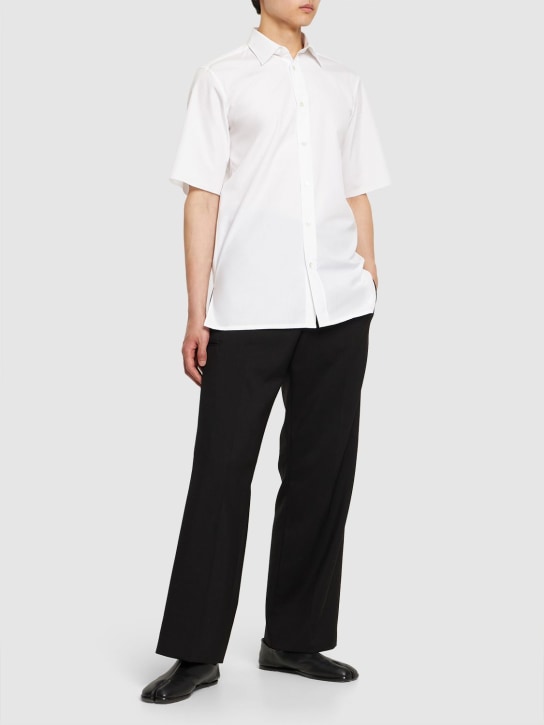 Maison Margiela: 棉质府绸短袖衬衫 - 白色 - men_1 | Luisa Via Roma
