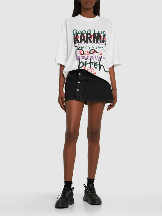 VETEMENTS: T-shirt Good Luck Karma in cotone con stampa - Bianco - women_1 | Luisa Via Roma