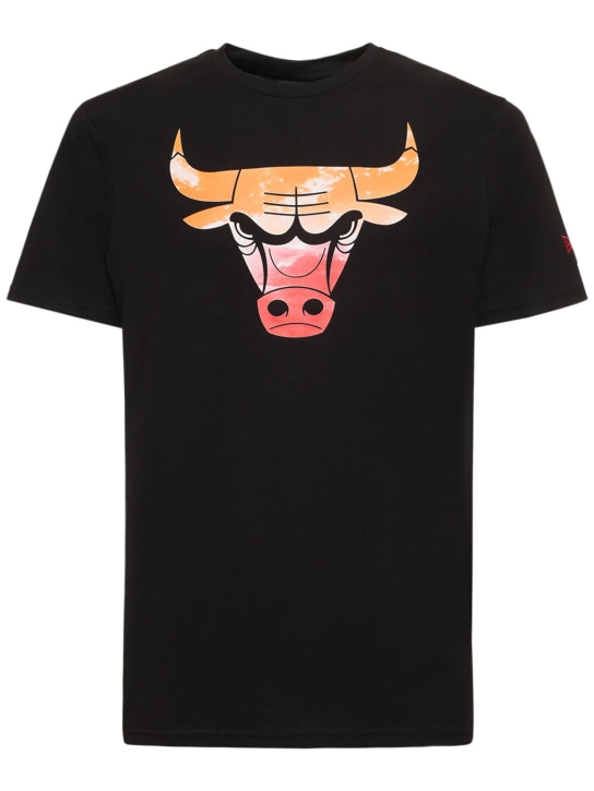New Era: T-shirt Chicago Bulls in cotone con stampa - Nero - men_0 | Luisa Via Roma