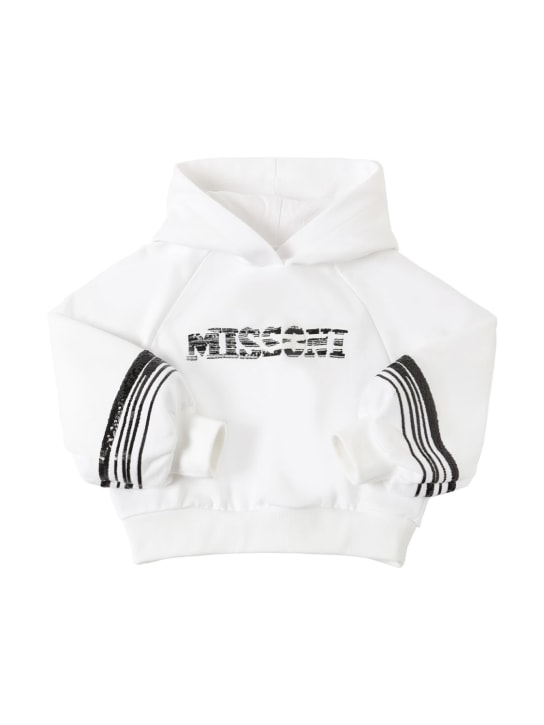 Missoni: Organic cotton cropped hoodie w/logo - White - kids-girls_0 | Luisa Via Roma