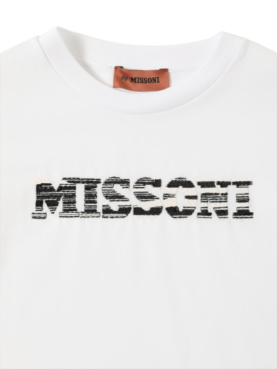 Missoni: Camiseta de algodón orgánico con logo - Blanco - kids-girls_1 | Luisa Via Roma