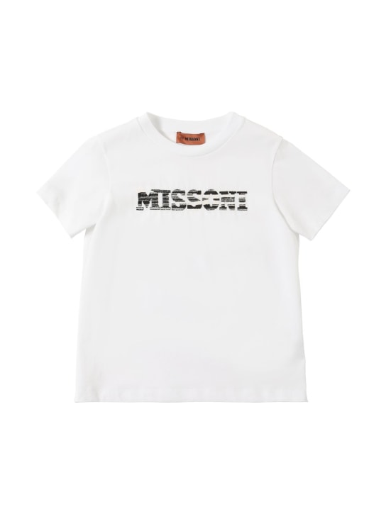 Missoni: Organic cotton t-shirt w/logo - White - kids-girls_0 | Luisa Via Roma