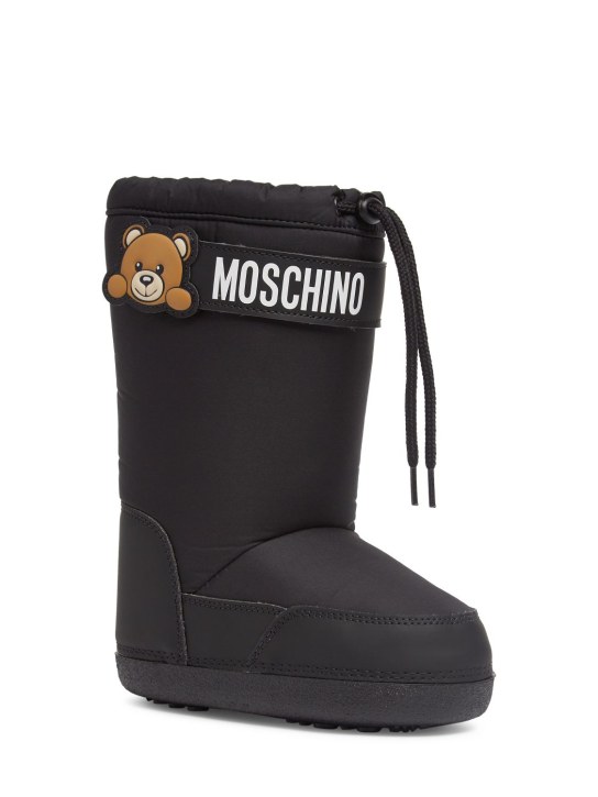 Moschino: Snow boots w/logo - Black - kids-boys_1 | Luisa Via Roma
