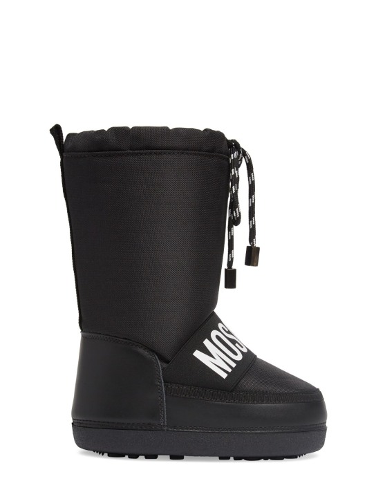 Moschino: Snow boots w/logo - Black - kids-boys_0 | Luisa Via Roma