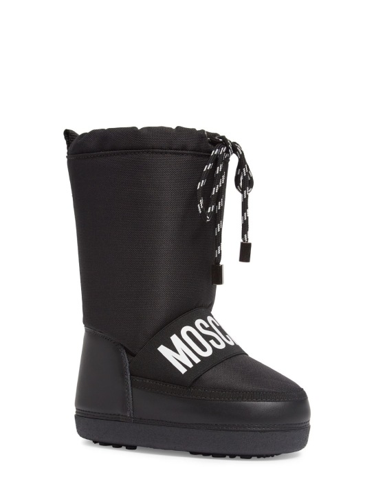 Moschino: Snow boots w/logo - Black - kids-boys_1 | Luisa Via Roma
