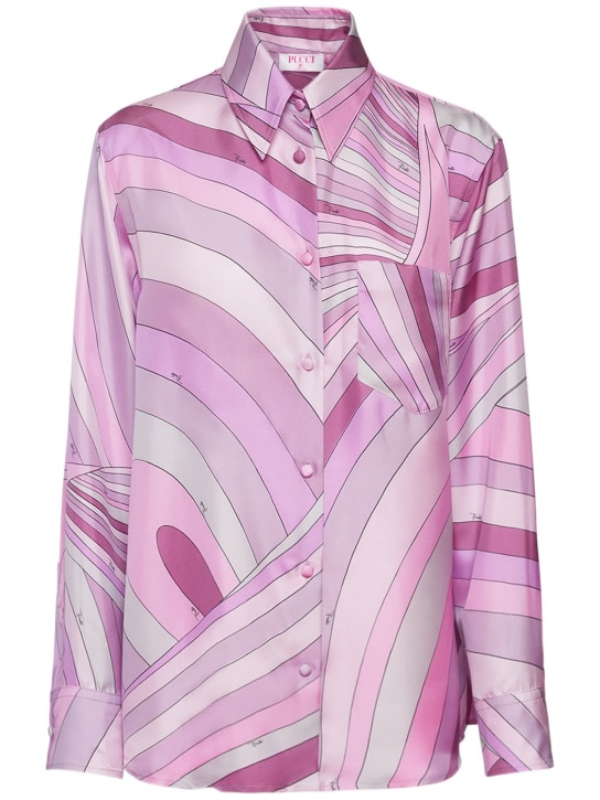 Pucci: Printed silk long sleeve shirt - women_0 | Luisa Via Roma
