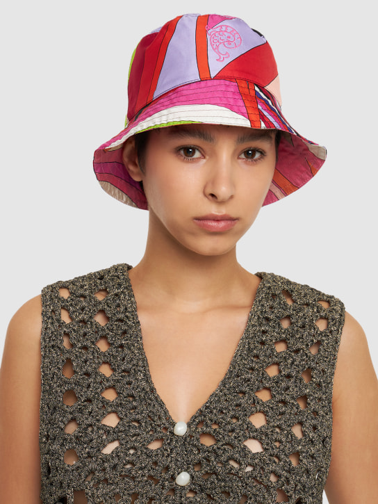 Pucci: Cappello bucket reversibile in seta - Aranciorosa - women_1 | Luisa Via Roma