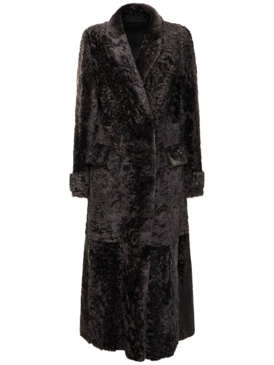 Alberta Ferretti: Reversible faux fur & faux leather coat - Grey - women_0 | Luisa Via Roma